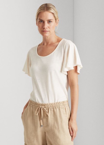 Playeras Ralph Lauren Mujer Creme - Cotton Scoopneck - OKVWI1704